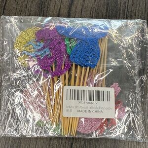 Mermaid Glitter Party Picks - Blue, Purple, Gold
